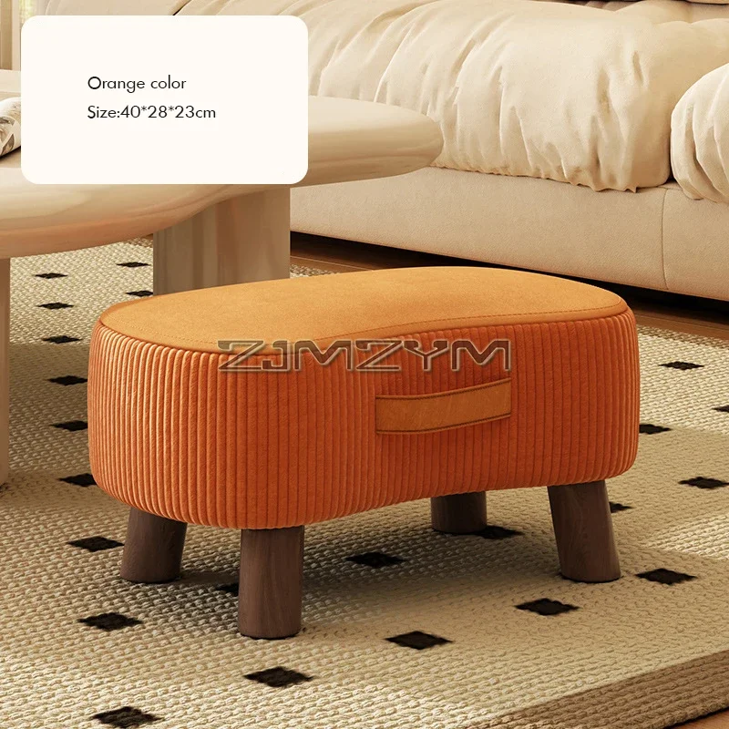 Small Rectangle Foot Stool, Velvet Fabric Footrest Ottoman Stool with Non-Skid Wood Legs, Modern Footstools Step for Couch