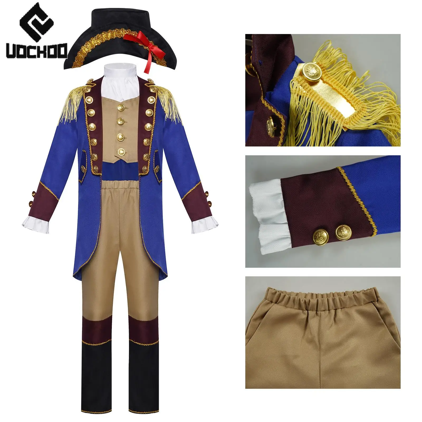

Halloween Pirate Cosplay Costume Boy Medieval Suit Vintage Captain Outfit Commander-In-Chief Clothing Carnival Party Wear