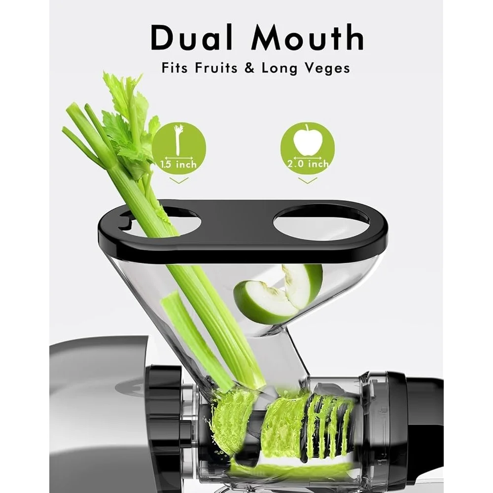 آلة عصارة الضغط البارد المدمجة بطيئة المضغ مستخرج العصير المزدوج تغذية شلال الخضار عصارة الفاكهة غير تسد هادئة