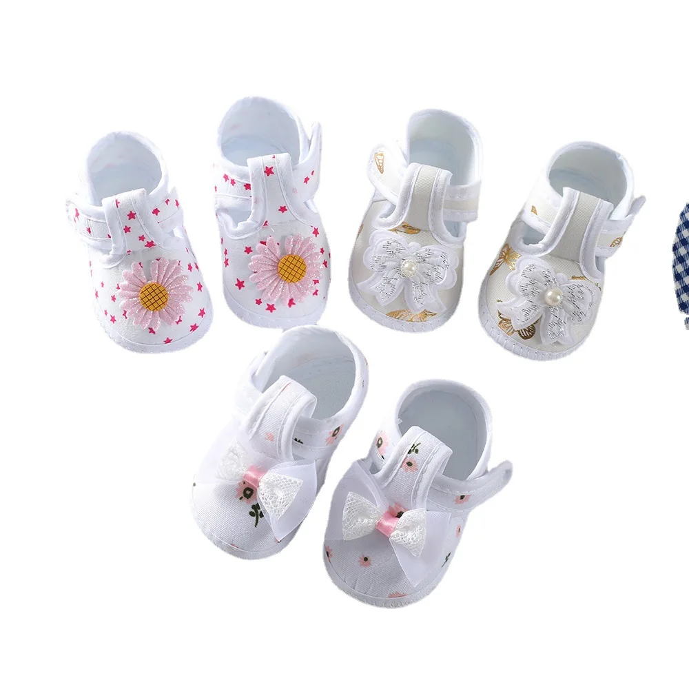 Baby Meisje Schoenen Eerste Wandelaars Kant Bloemen Pasgeboren Baby Schoenen Prinses Baby Peuter Baby Schoenen Voor Jongens Flats Zachte Prewalkers