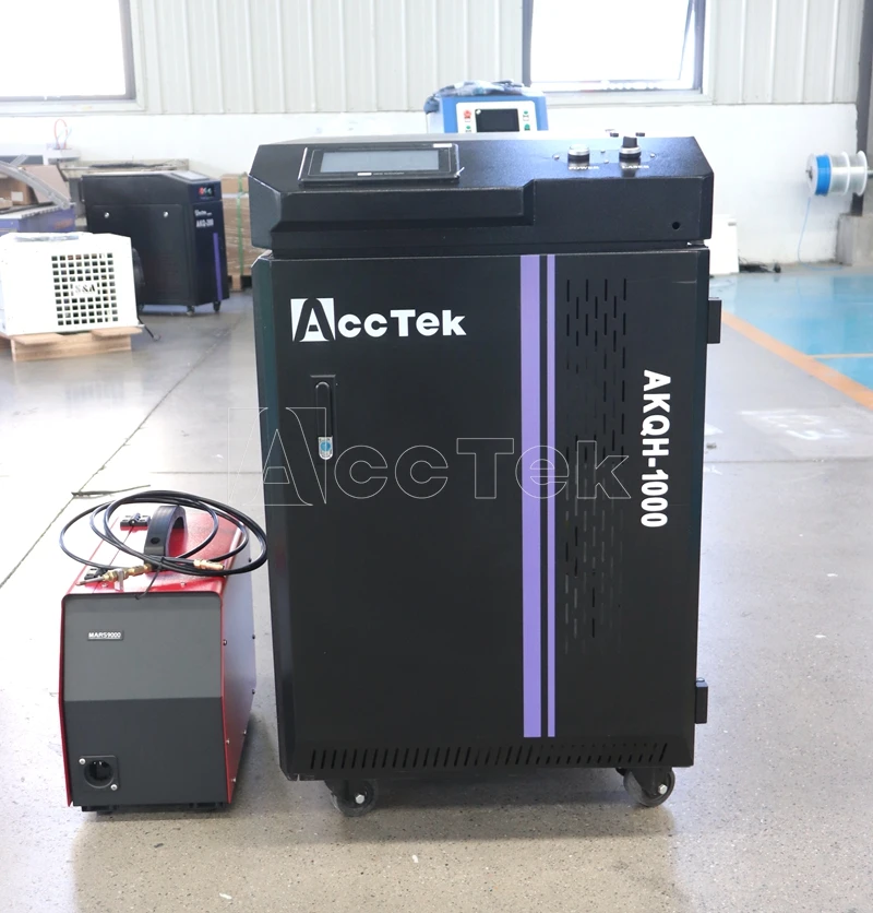 AccTek Continuous 1500w 2000w 3000w Fiber Laser Cleaning Machine Rust Removal Price with Welding Gun