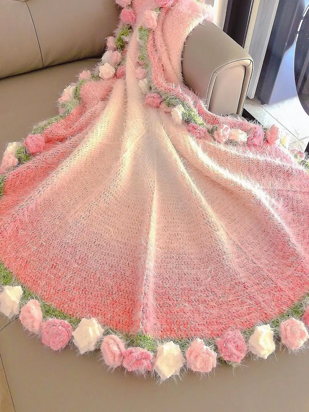 kit-de-materiais-diy-para-cobertor-artesanal-com-flores-em-degrade-rosa-e-campanula-fio-de-algodao-e-fio-de-algodao-leite