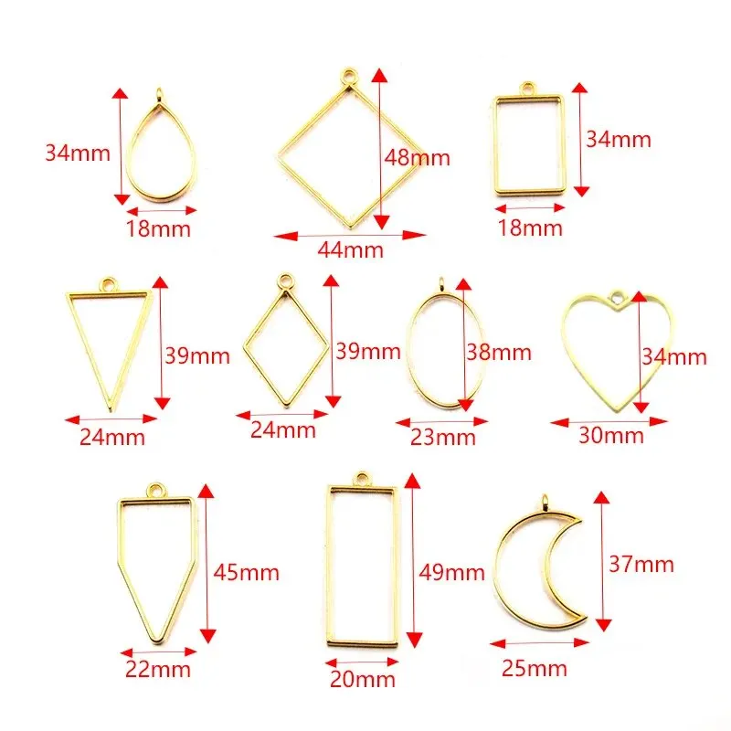 30 sztuk metalowych geometrycznych pustych ramek wisiorek z zawieszką UV żywica epoksydowa rzemiosło Bezel dla majsterkowiczów akcesoria do wyrobu biżuterii — zdjęcie 3