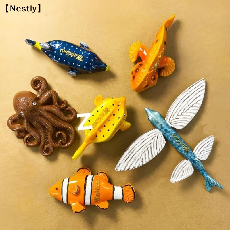 Maldives Tropical Sea Fish 3D Resin Fridge Magnets Travel Souvenir Gift〔Nest〕