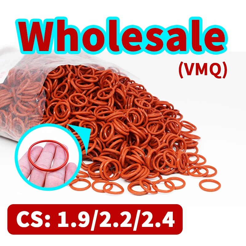 

O-ring wholesale thickness 1.9/2.2/2.4mm cross-section VMQ link red silicon rubber gasket seal ring rubber elastic Free Shipping