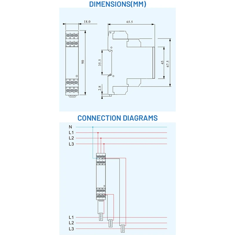Zigbee Three-Phase Energy Meter 100-240V Mobile App Remote Control Household Multifunctional Rail Energy Meter
