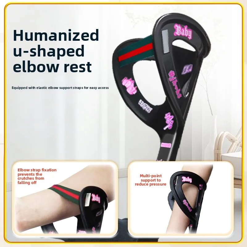 Fracture Rehabilitation Forearm Crutches for Adult Foldable Adjustable Aluminium Walk Elbow Crutch Lightweight Walking Sticks