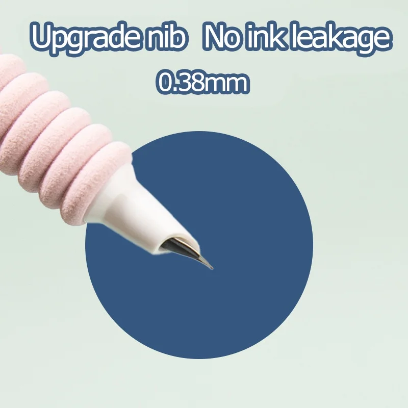1 Piece Soft Grip Fountain Pen 0.38mm Simple Press Pen Replaceable Ink Sac Extra Fine Nib for Student School Office Stationery