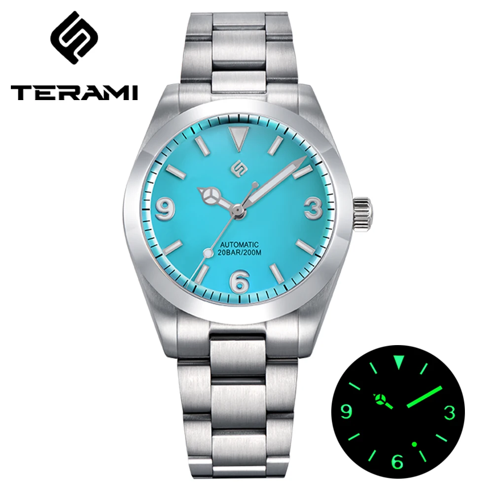 

TERAMI Classic 38MM Men Automatic Mechanical Watches HN35 Business Casual Sapphire Crystal 20Bar Waterproof HD Lume reloj hombre