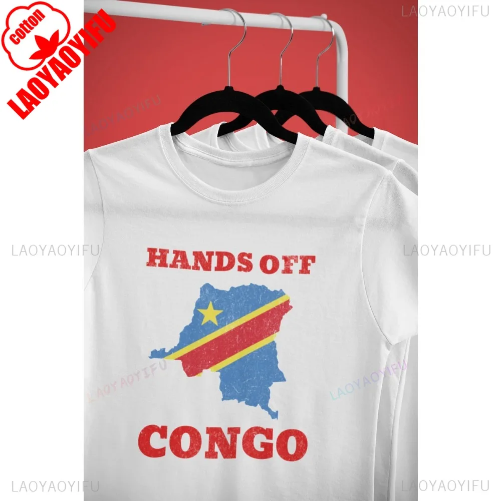 Hands Off Congo Free Congo Printed Graphic Man T Shirt Cotton Short Sleeve Streetwear Casual Fashion Loose Hip Hop Women Tshirt