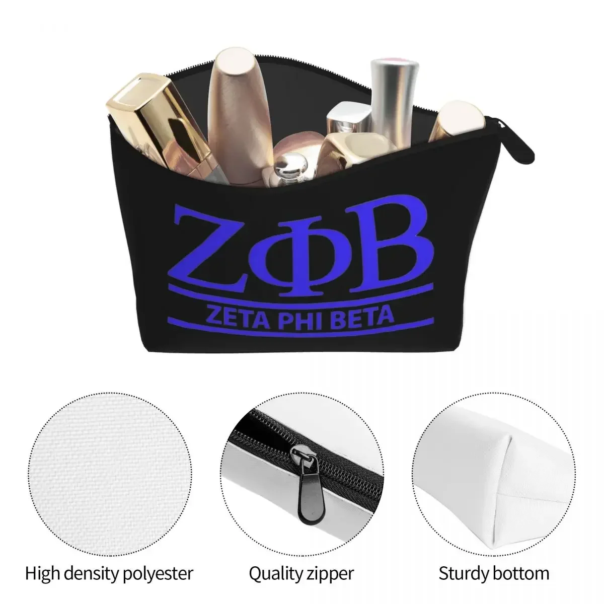 Zeta Phi Beta Greek Letter 1920 ZOB Women Cosmetic Bags Travel Makeup Organizer Pouch Toiletry Storage Dopp Kit Box