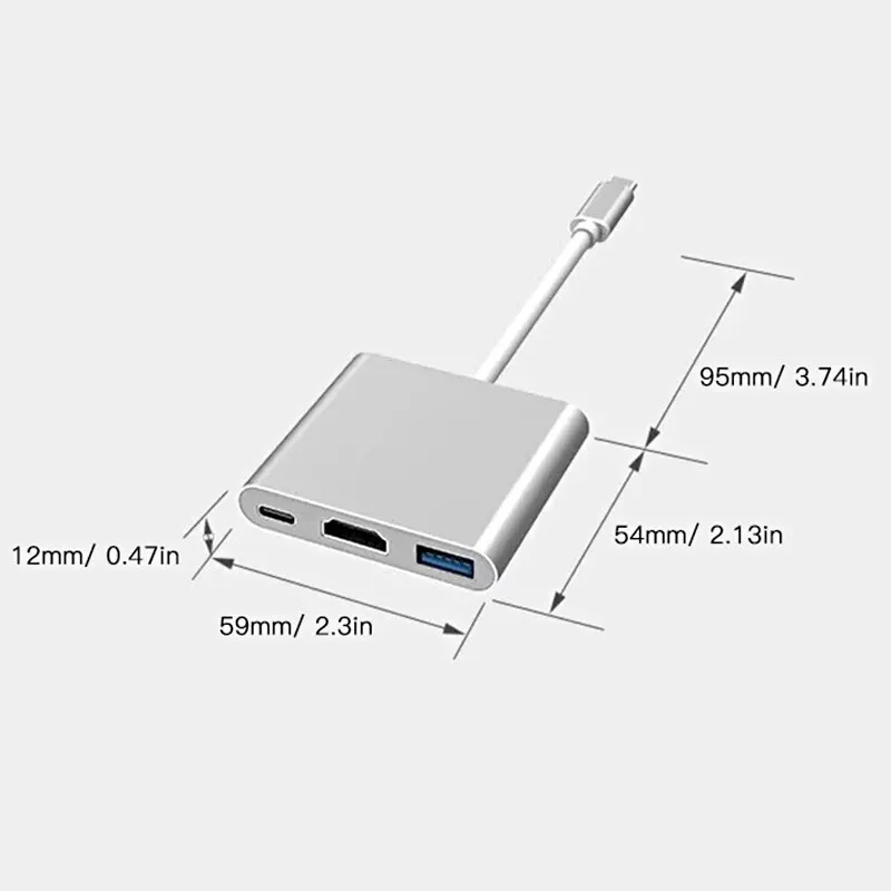 USB C HUB 3in1 Type C 3.0 to HDTV-compatible Docking Station PD Fast Charge 4K HDTV Adapter Splitter For MacBook