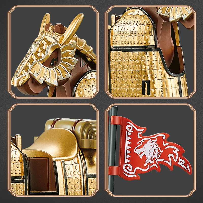 Ancient Military Heavy Armored Iron Armored Warhorse Building Block Cavalier Knight Horse Figures Brick Toys For Boys Gifts