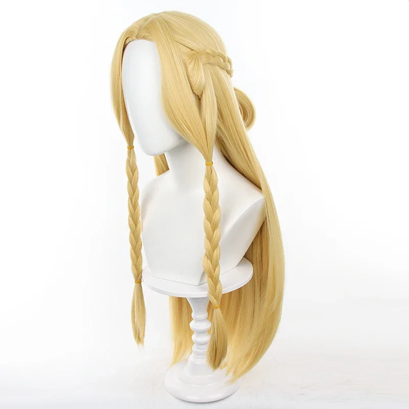 L-email wig Synthetic Hair Delicious in Dungeon Marcille Donato Cosplay Wig 80cm Long Yellow Wigs Heat Resistant Wig