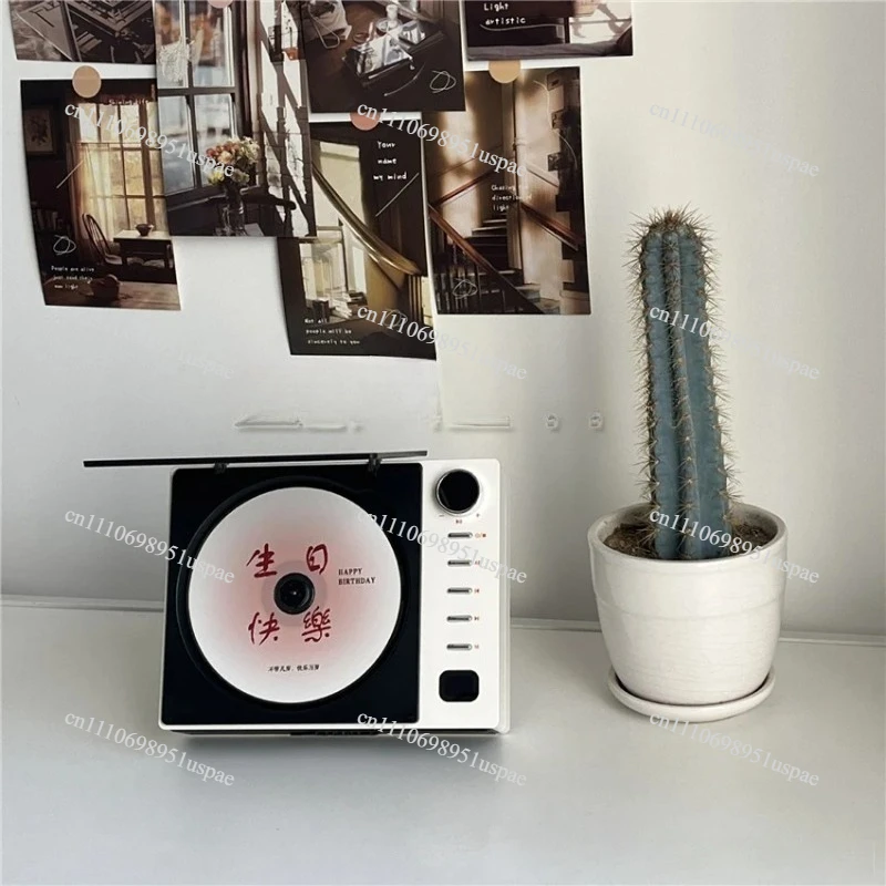 Retro CD Player Charging Model With Screen 3.5mm Audio Cable Portable Multifunctional Bluetooth Speaker 5V-2A