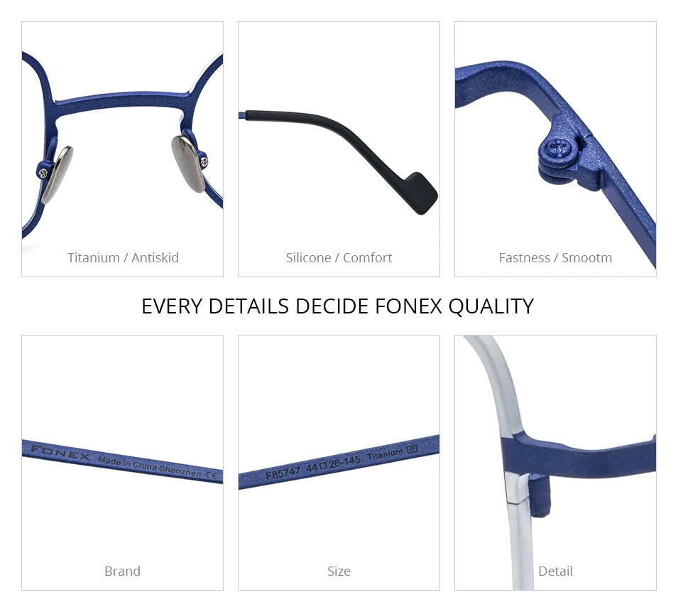 FONEX Reines Titan Brille Rahmen Frauen 2025, Neue Mode Marke Design Unregelmäßige Brillen Männer Ultraleicht Japanische Brillen 85801 – Detail 16