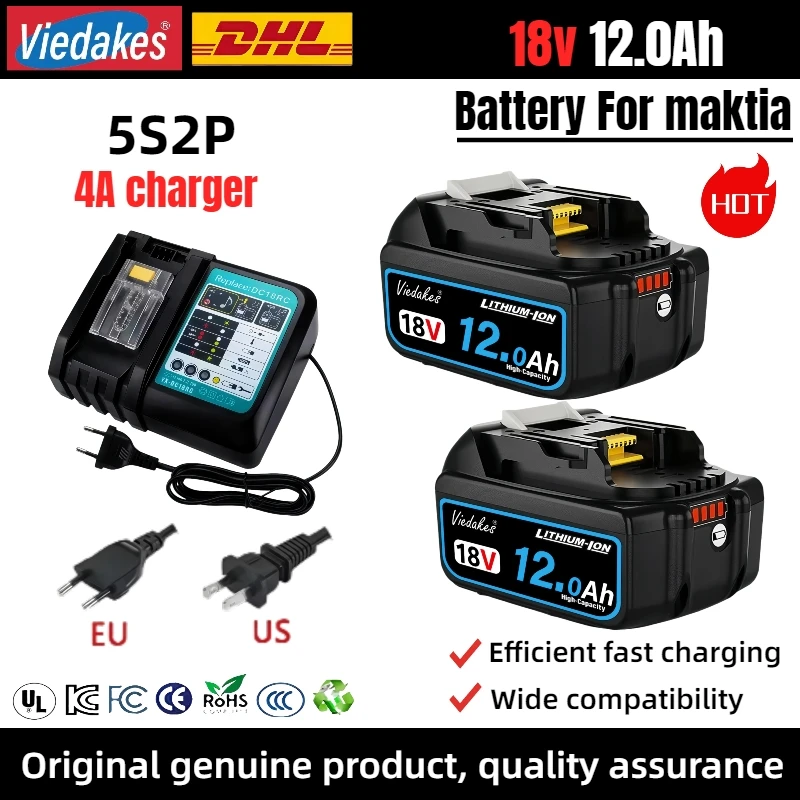 

for Makita 18V Battery 8.0Ah, 10.0Ah 12.0Ah rechargeable battery, for Makita BL1840 BL1850B BL1860B power tool , 18V charger