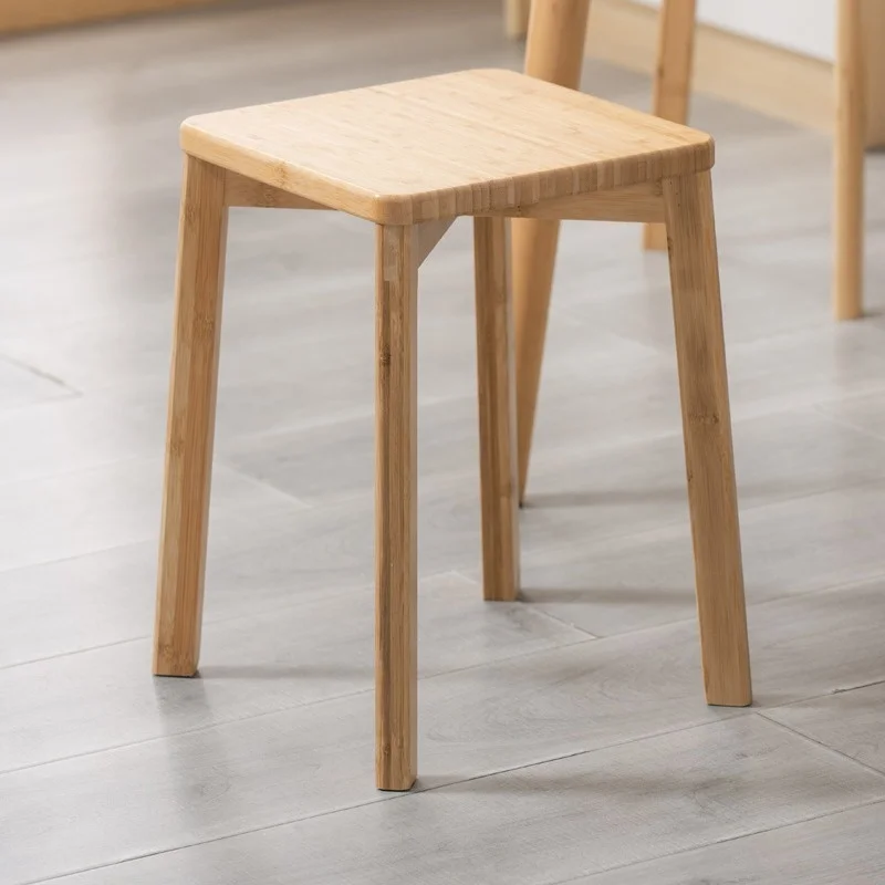 Bamboo Simple Dining Chairs Sturdy Kitchen Stool Multifunctional Household Furniture Durable Load-Bearing Ottoman