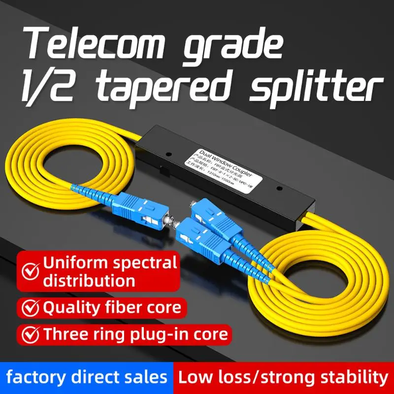 1 bis 2 Splitter SC FC UPC 1X2 PLC Fiber Optical Splitter SC/UPC PCL Taper Typ Splitter Computer Kabel Kabel Ärmeln