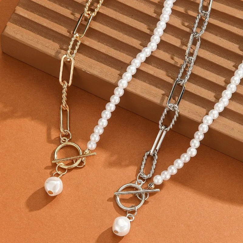 Stylish Long Round Bead Chain Pendant with Retro Style Unique Pearl Ot Buckle Necklace 2026 New Gold Bracelet for Women Jewelry