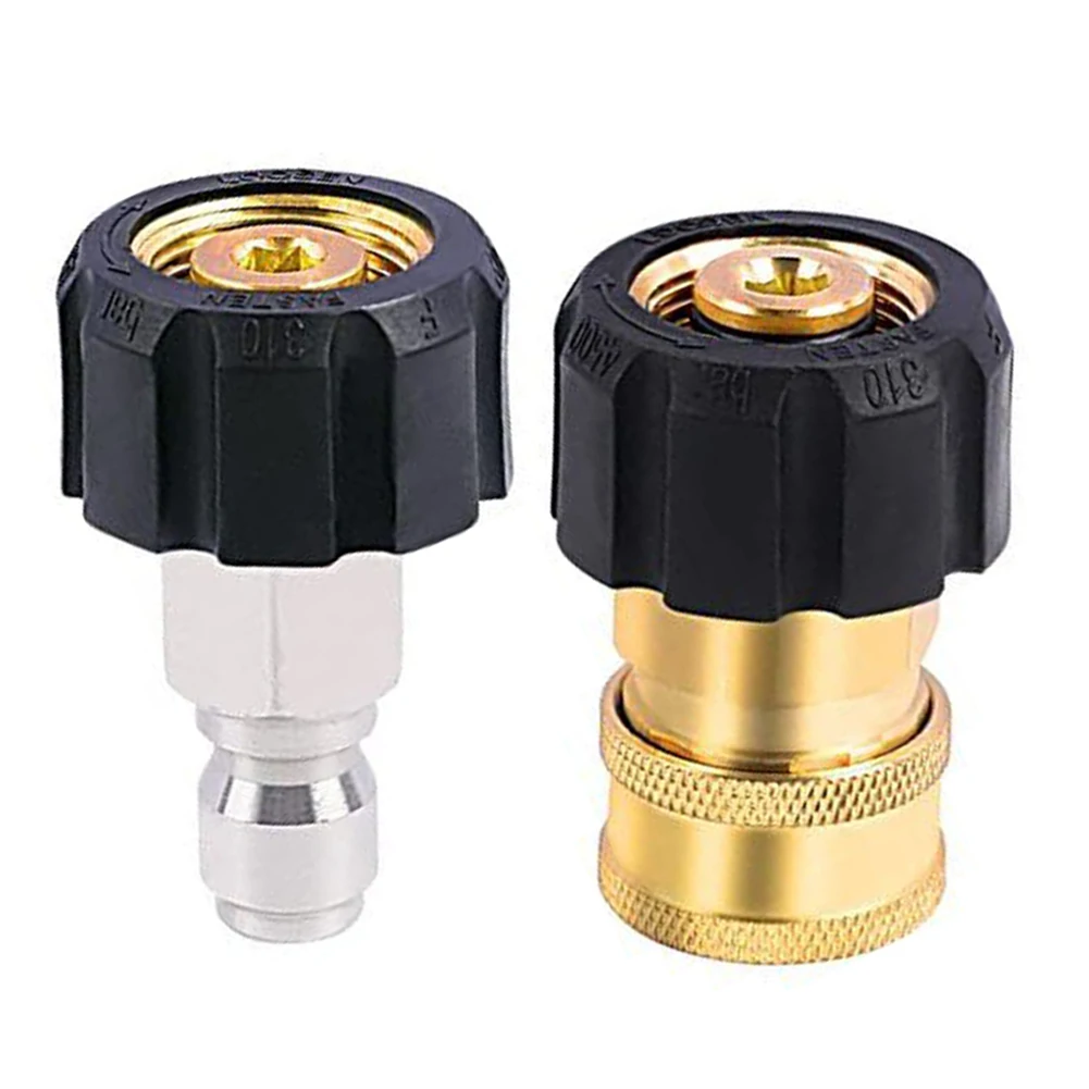 High Pressure Washer Adapter Set Coupler M22-14mm/15mm To 1/4 Quick Connect Swivel Fitting For High Pressure Water Gunss Hose