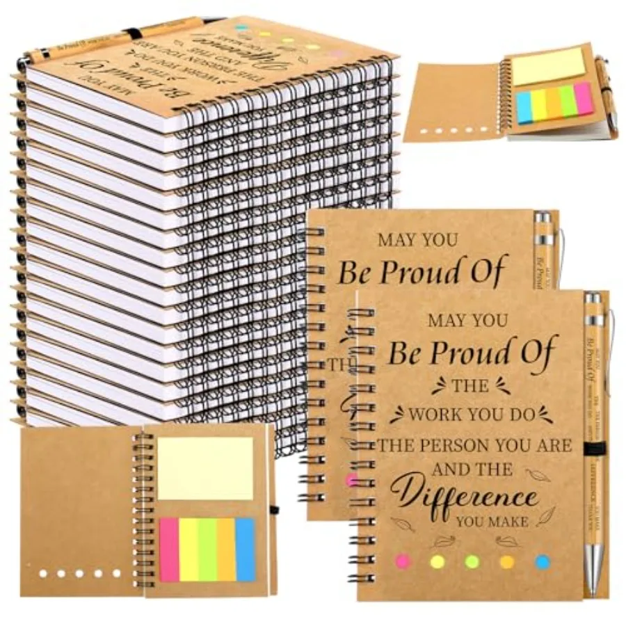 

100 Pcs Inspirational Gifts Set Include 50 Spiral Notebooks 50 Pens May You Be of The Work You Do Motivational Thanks Gifts for