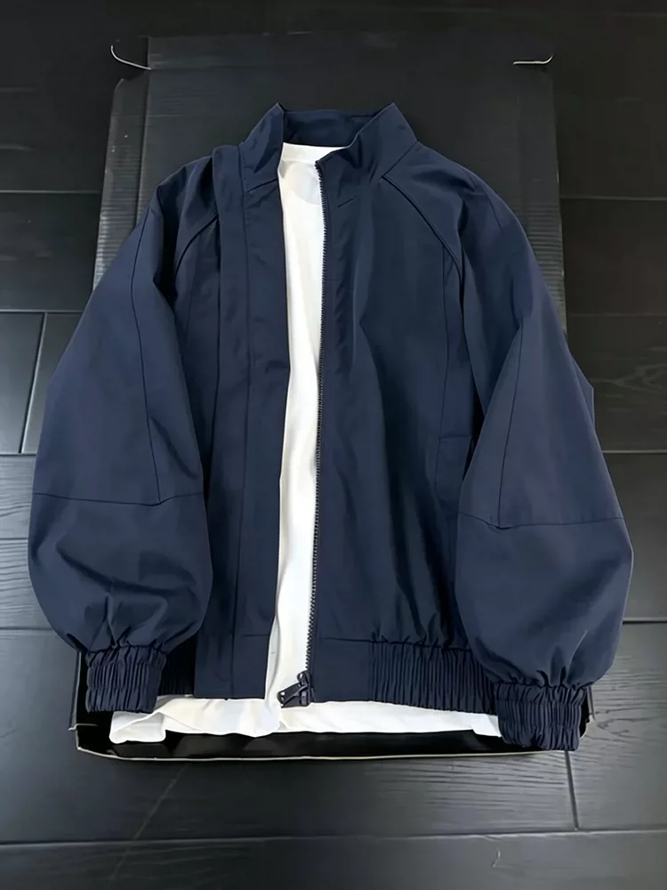 Standard Fit American  Flight Jacket Men's Autumn Structure Patchwork Three-Proof Fleece Collar Baseball Style Coat
