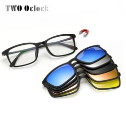 TWO Oclock Ultra-light Polarized Magnet Sunglasses Men Women Clip On Glasses TR90 Optical Frame 5 In 1 Myopia Glasses Lens 8803