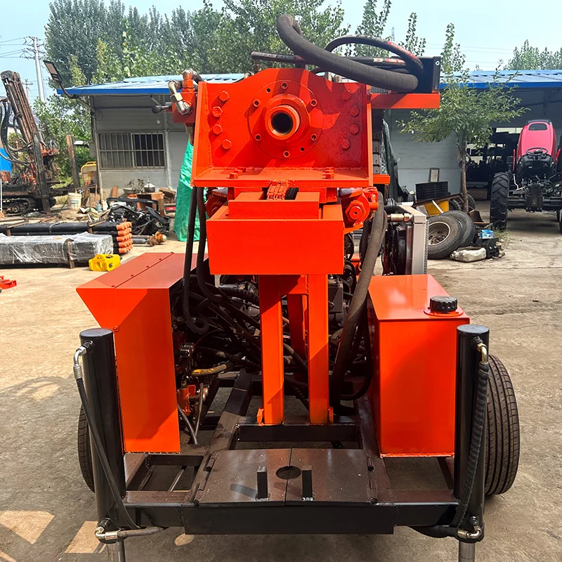 Maßgefertigte 200m Tiefbrunnen-Rotationsbohranlage Diesel-Hydraulische Tragbare Rad- und Raupenbohrmaschine
