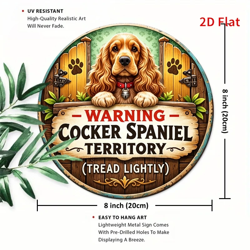 2D Flat Decorative Sign And Plaque, 1pc Measuring 7.87X7.87inch, Warning Sign for Cocker Spaniel Territory, Ideal for Pet Decor,
