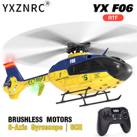 YXZNRC RC Helicopter F06 EC135 2.4G 6CH 6 Axis Gyro RTF Direct Drive Dual Brushless Motor 3D Roll Flybarless 1:36 Aircraft