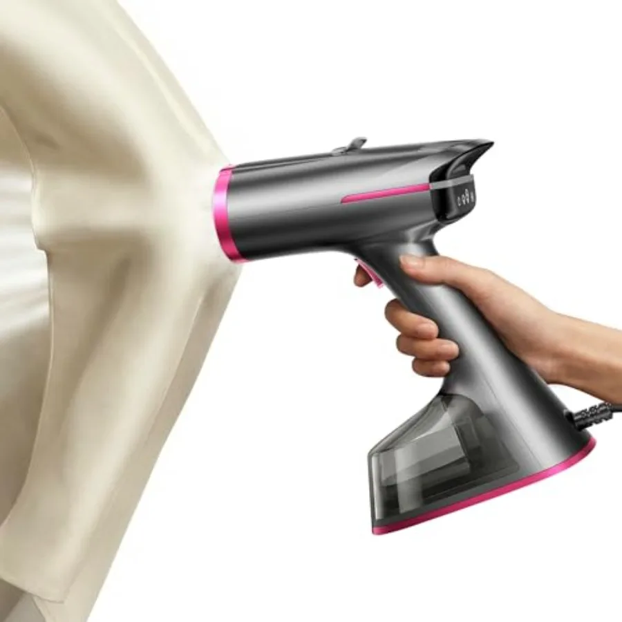 

Portable 2 in 1 Vacuum Steamer for Clothes with 6000Pa Suction 3 Modes LED Display Lightweight Handheld Garment Steamer in Blac