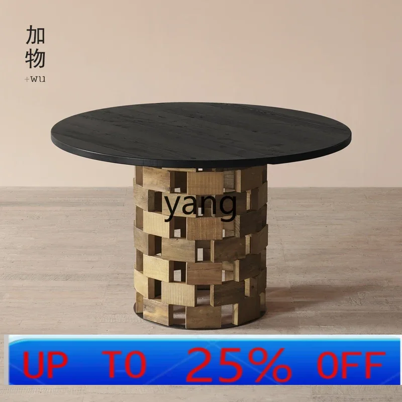 

LTT wabi-sabi wind old wood round dining table retro old wood antique furniture