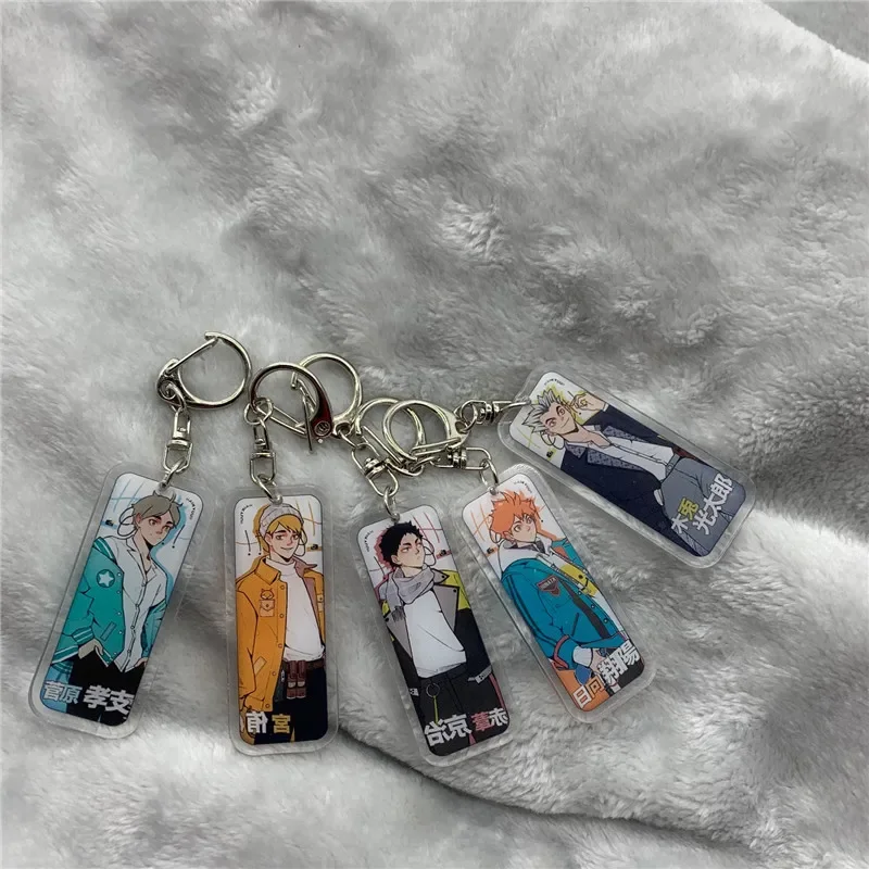 Anime Keychain Shoyo Hinata Tsukishima Kei Nishinoya Yu Acrylic Keyring Strap Figure Hanging Accessories 6cm