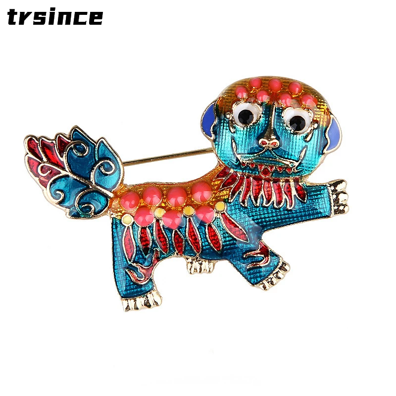 Zodiac Chinese Wind Drop Glaze Lion Brooch Vintage Corsage Ornament Sweater Pin Mascot Brooch Act The Role Ofing Is Tasted