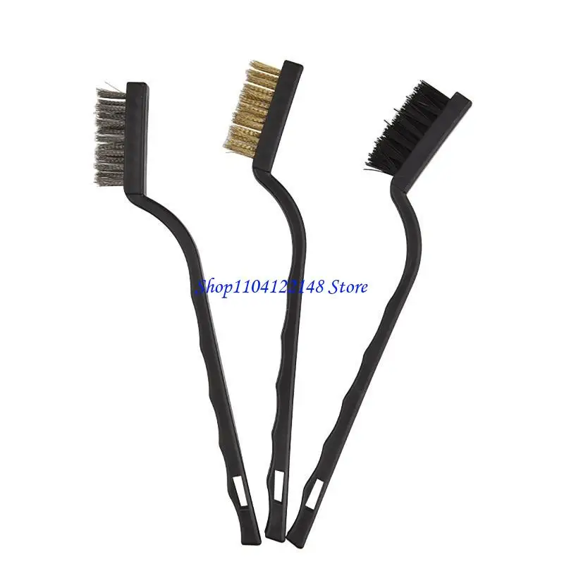 

P9FA 3D Printer Cleaner Tool Copper / Steel/ Nylon Wire Brushes Set for Nozzle Block Hotend Cleaning Hot Bed Clean 12cm