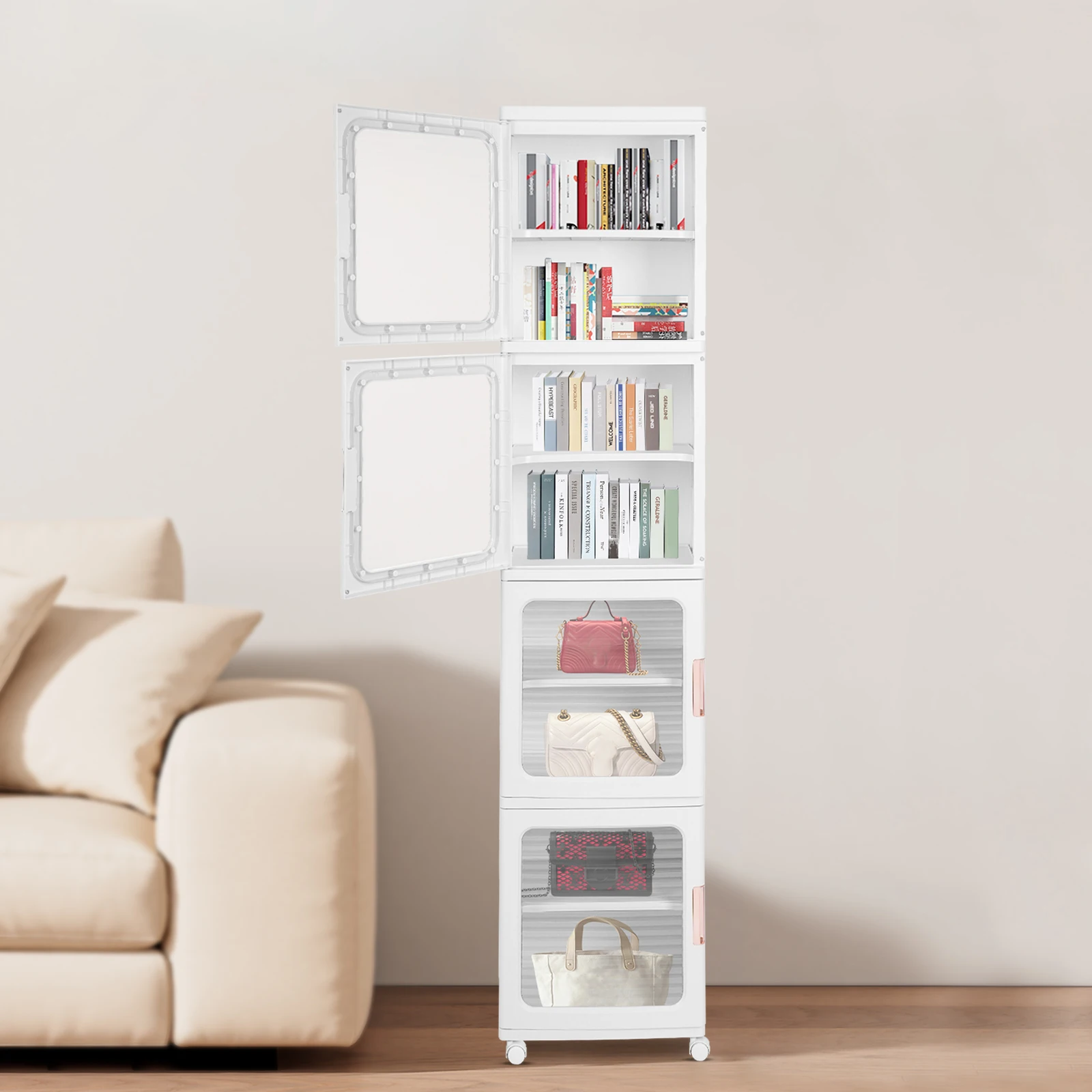 

Four Layer Removable Storage Cabinet (37*29*166Cm) - White For Home Living Room To Store