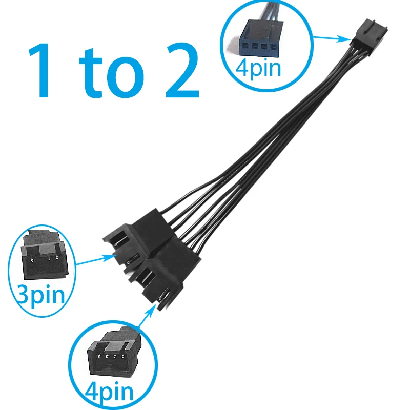 Lüfter-Kühlzubehör 3-Pin 4-Pin Y-Splitter-Kabel Buchse auf 2/3/4 Motherboard CPU PWM Lüfter-Hub PC-Gehäuse Verlängerungsadapterkabel