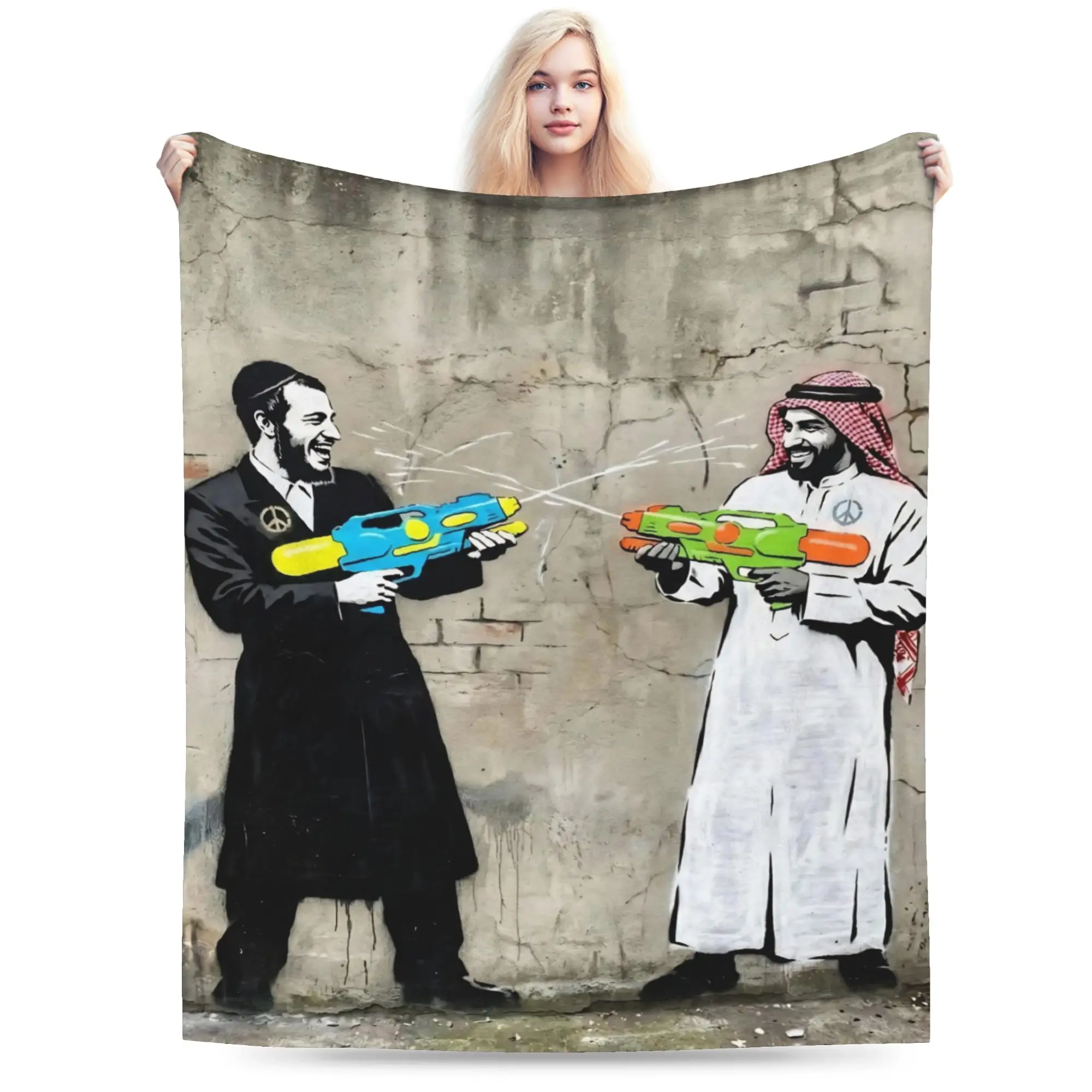 Banksys art Blanket Multiple Sizes Warm Cozy Fluffy  Throw Blankets for Sofa Couch and Bed
