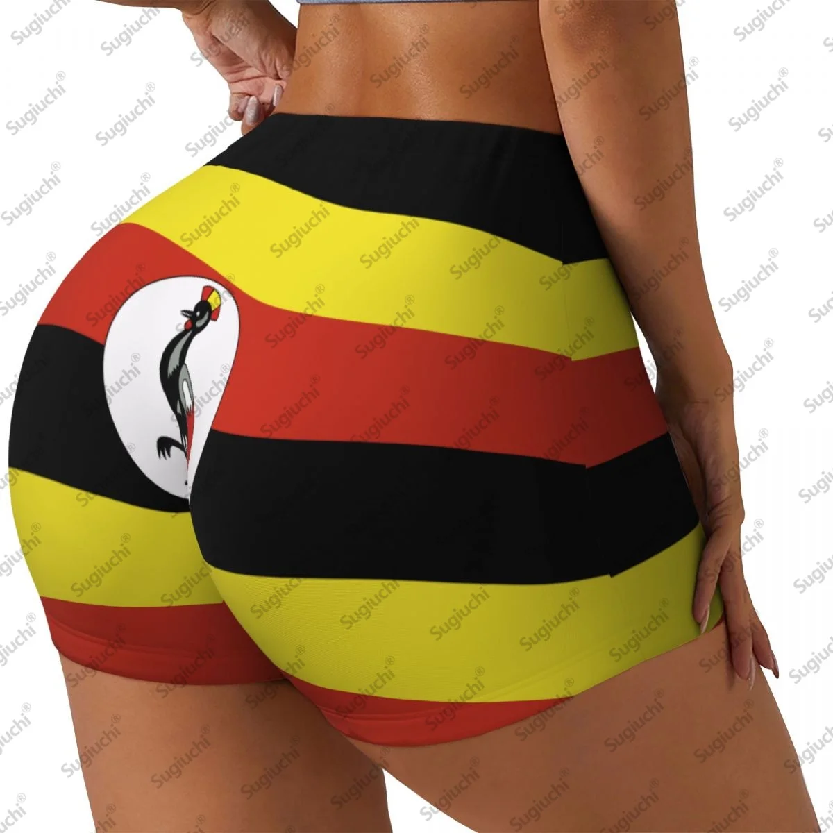 2026 우간다 국기 요가 반바지 여성용 운동 스크런치 힙업 하이웨이스트 짐 러닝 반바지