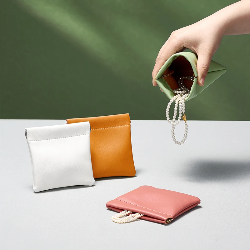 Oirlv Leather Jewelry Bag Packaging Pouch Lipstick Makeup Storage Bag Fashion Jewel Earring Necklace Gift Bag Jewelry Organizer