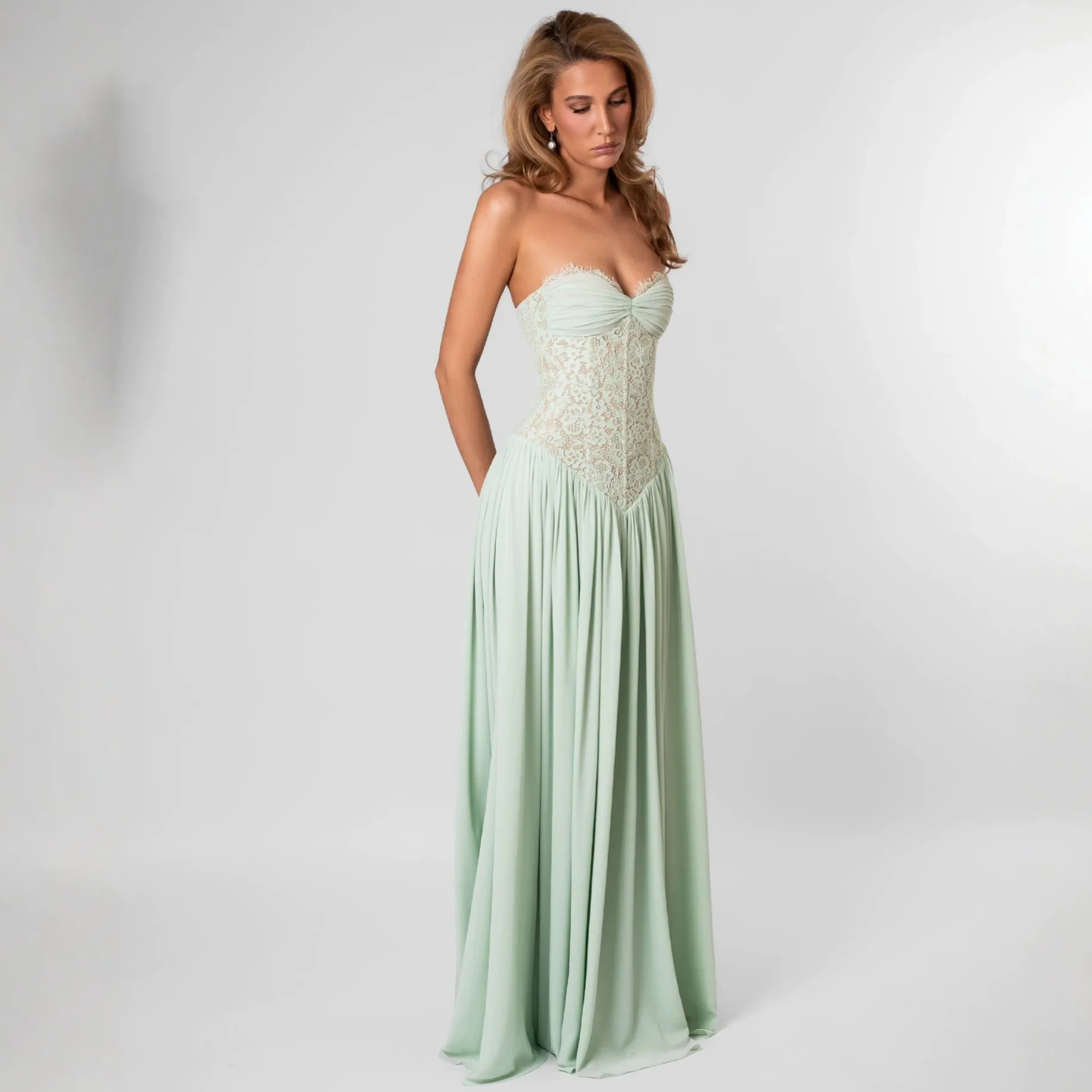 Slim Fit Strap Gown Mid Waist Graceful and Elegant with Spliced Midi Waist Strap Evening Dress Long Skirt Autumn for Women