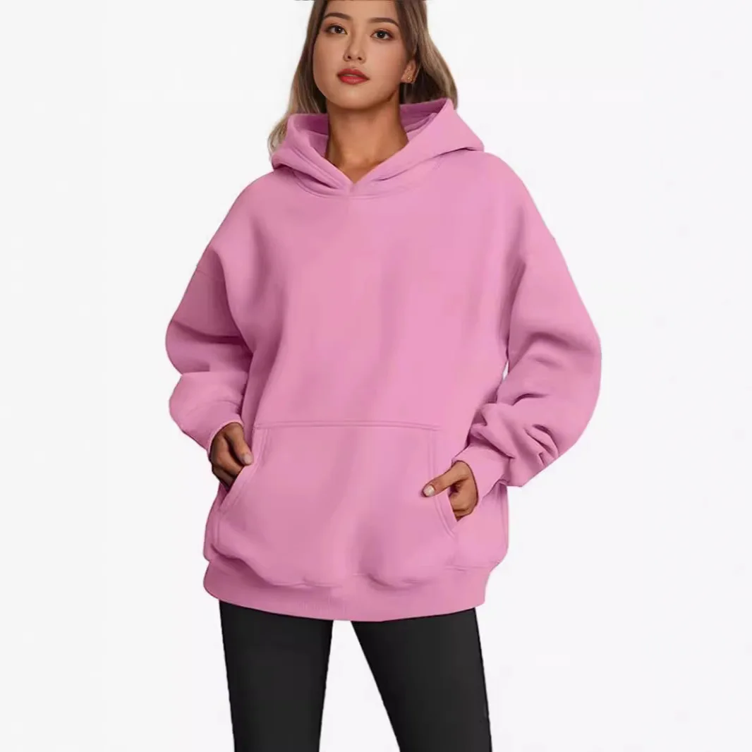 YJKDYK Spring Autumn Women\'s Pullovers Female Casual Loose Hoodies Lady Solid Color Sweatsshirt With Large Pocket Women\'s Tops