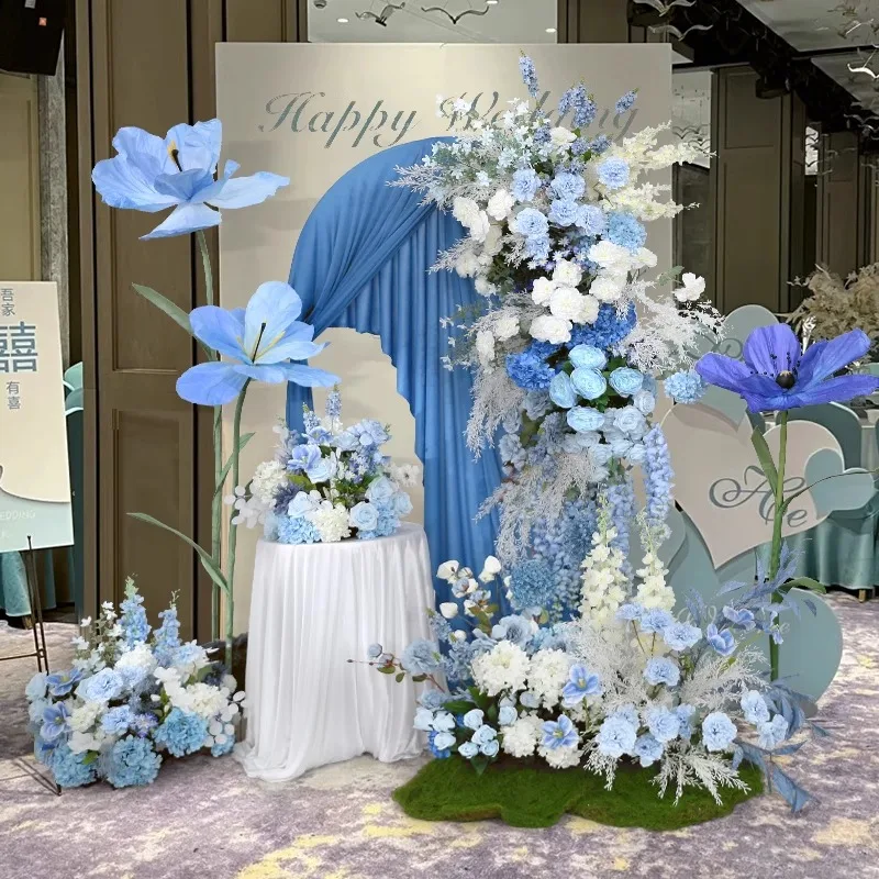 Blue Flowers Artificial Wedding Arrangement Decoration Hanging flower Row Welcome Flower Ball Triangle Row Road Lead Floor Row