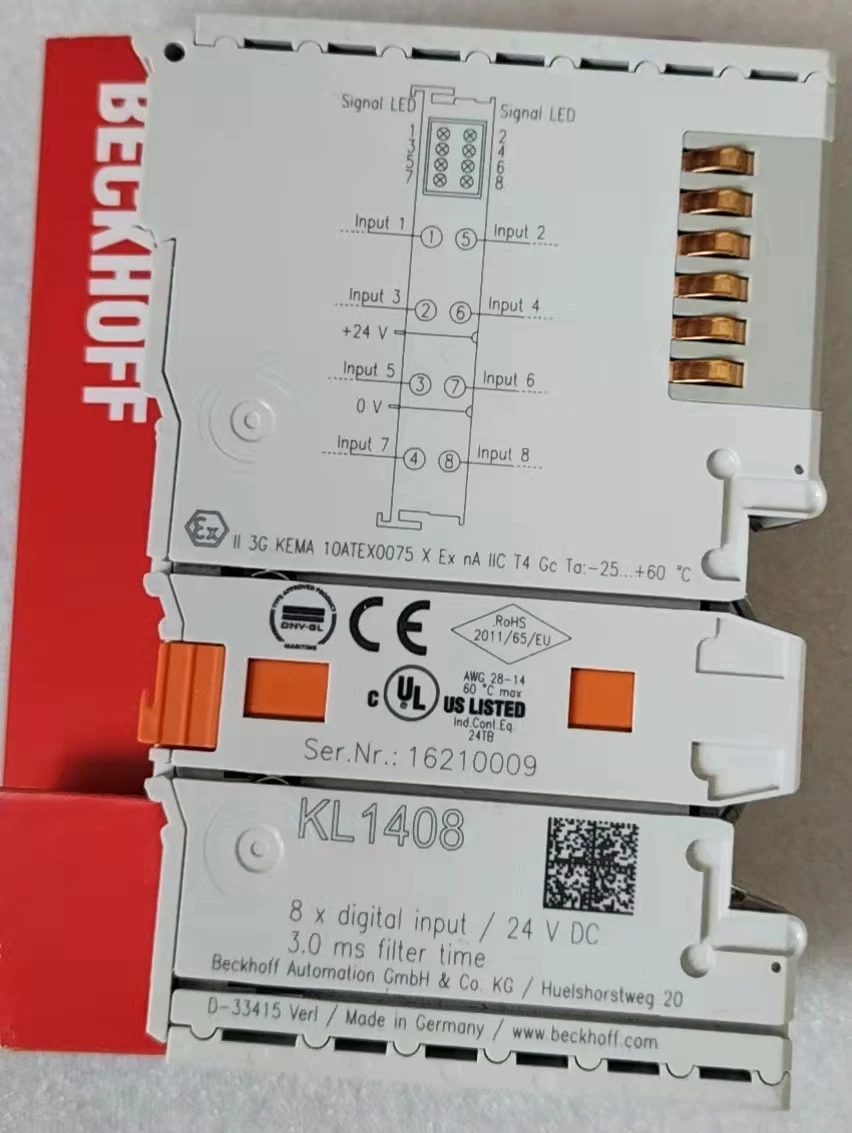 New Original Beckhoff  KL1408 module 8 channel digital input, 24 volts DC, single -line connection