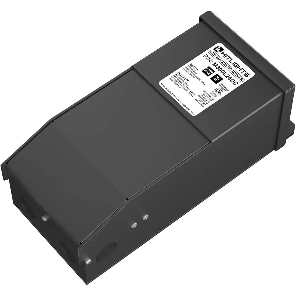 

Диммируемый драйвер мощностью 300 Вт, магнитный LED-драйвер - трансформатор 110В AC-24В DC. Сделано в США. Совместим с Leviton или светодиодными лентами.
