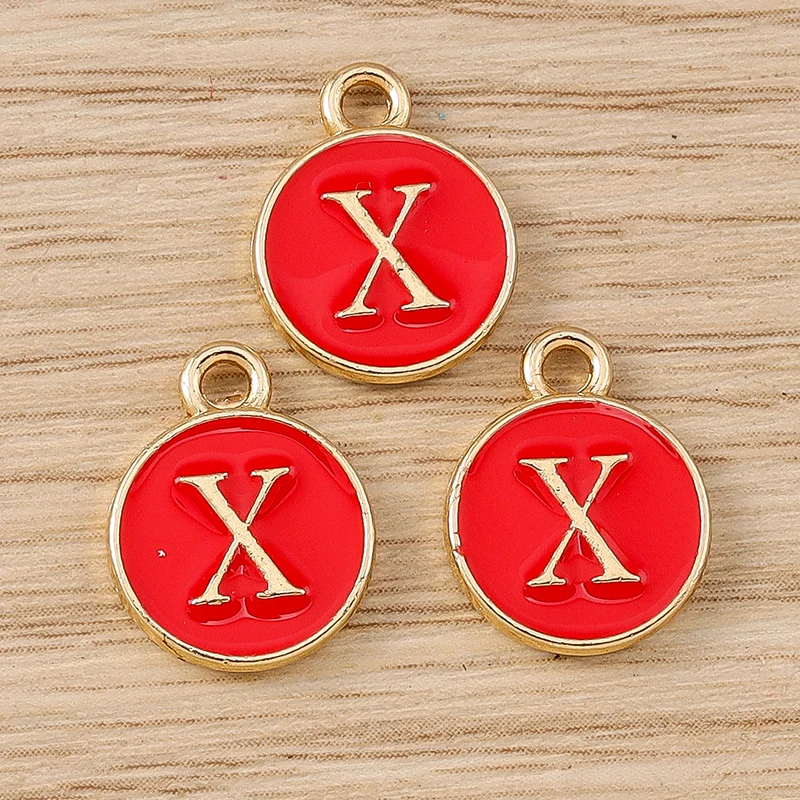 10 Stück 11x14mm Niedliche Emaille-Buchstabenanhänger A-Z für Schmuckherstellung, Ohrringe, Anhänger, Halsketten, DIY-Bastelbedarf – Detail 26