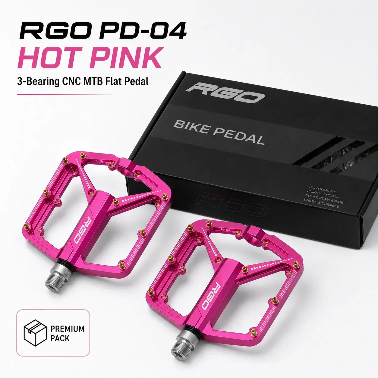 RGO PD04 Fahrradpedale CNC Aluminiumlegierung Radsportpedale für Mountainbikes und Rennräder 3-teilig mit Gleitlager und Schmierung – Detail 9