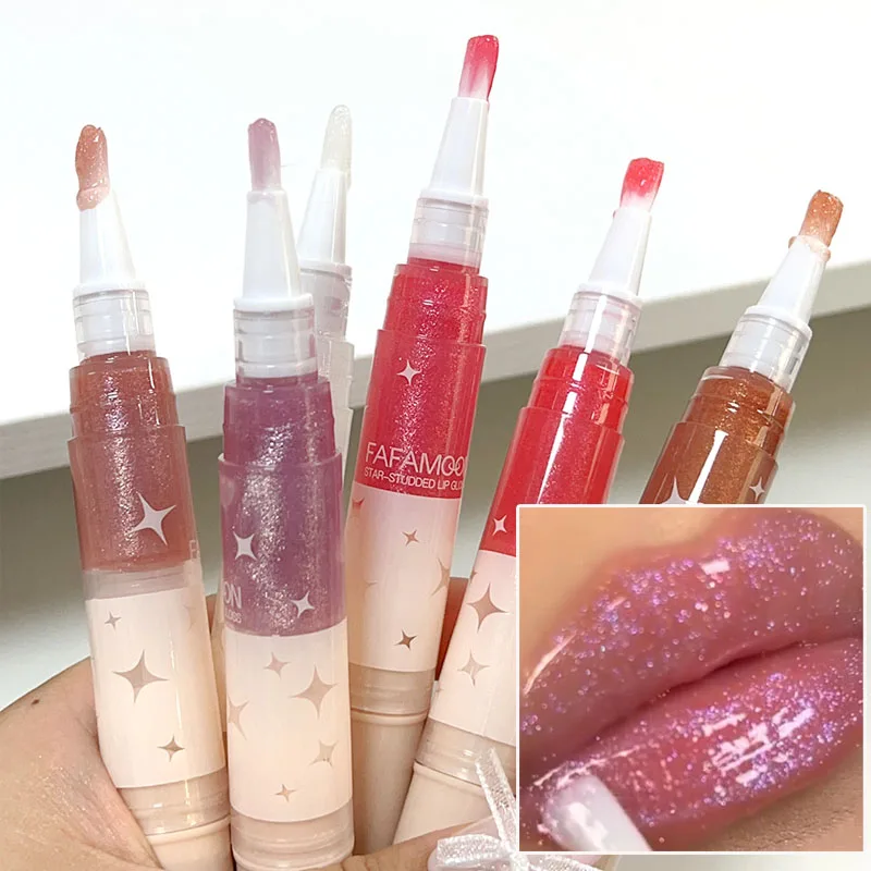 Pearlescent Rotating Lipstick Pen Makeup Waterproof Lasting Moisturizing Jelly Glitter Red Nude Lip Gloss Pencil Lips Cosmetics