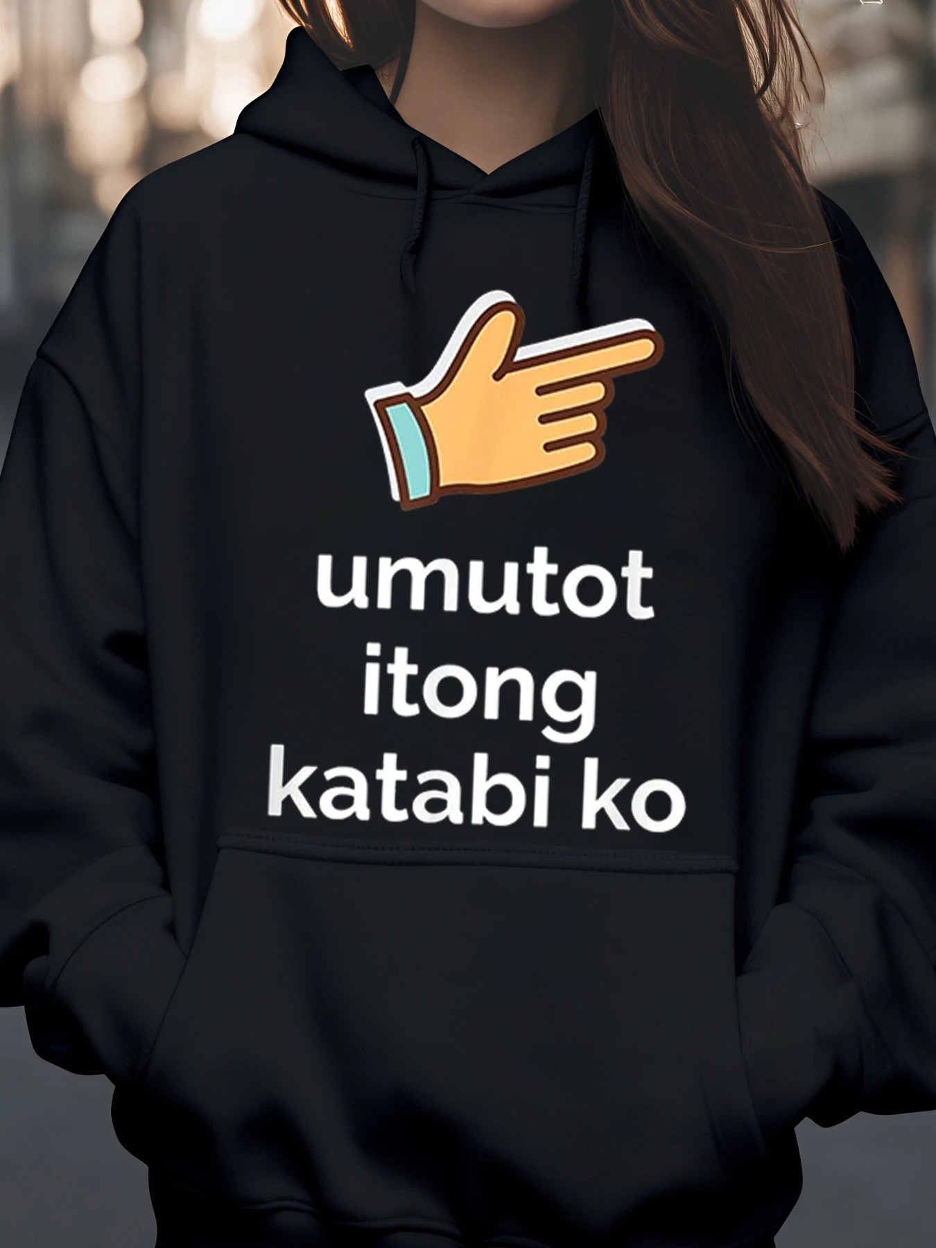 

Толстовка с принтом Emoji Umutot Itong Katabi Ko, осенне-зимняя повседневная одежда, женская мода